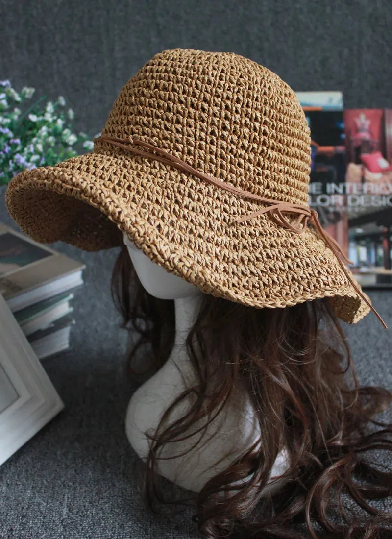 Women's Bowknot Raffia Straw Hat - Stylish Brim Beach Hat for Ladies