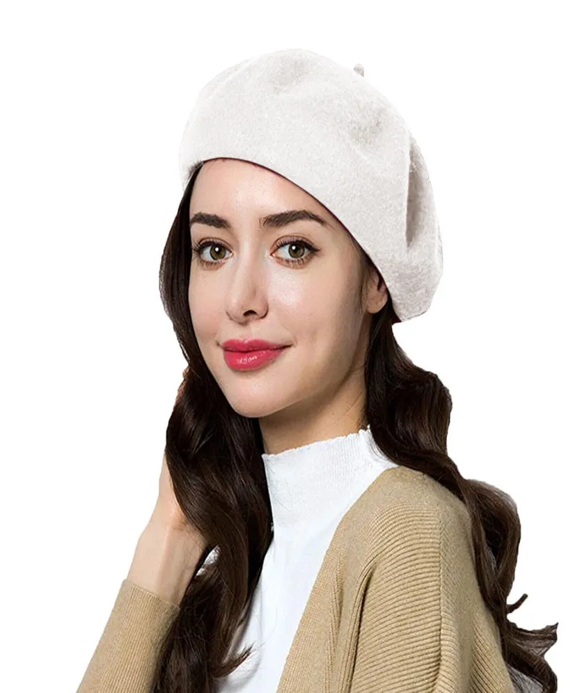 Wool Blend French Beret Hat for Men and Women Plain