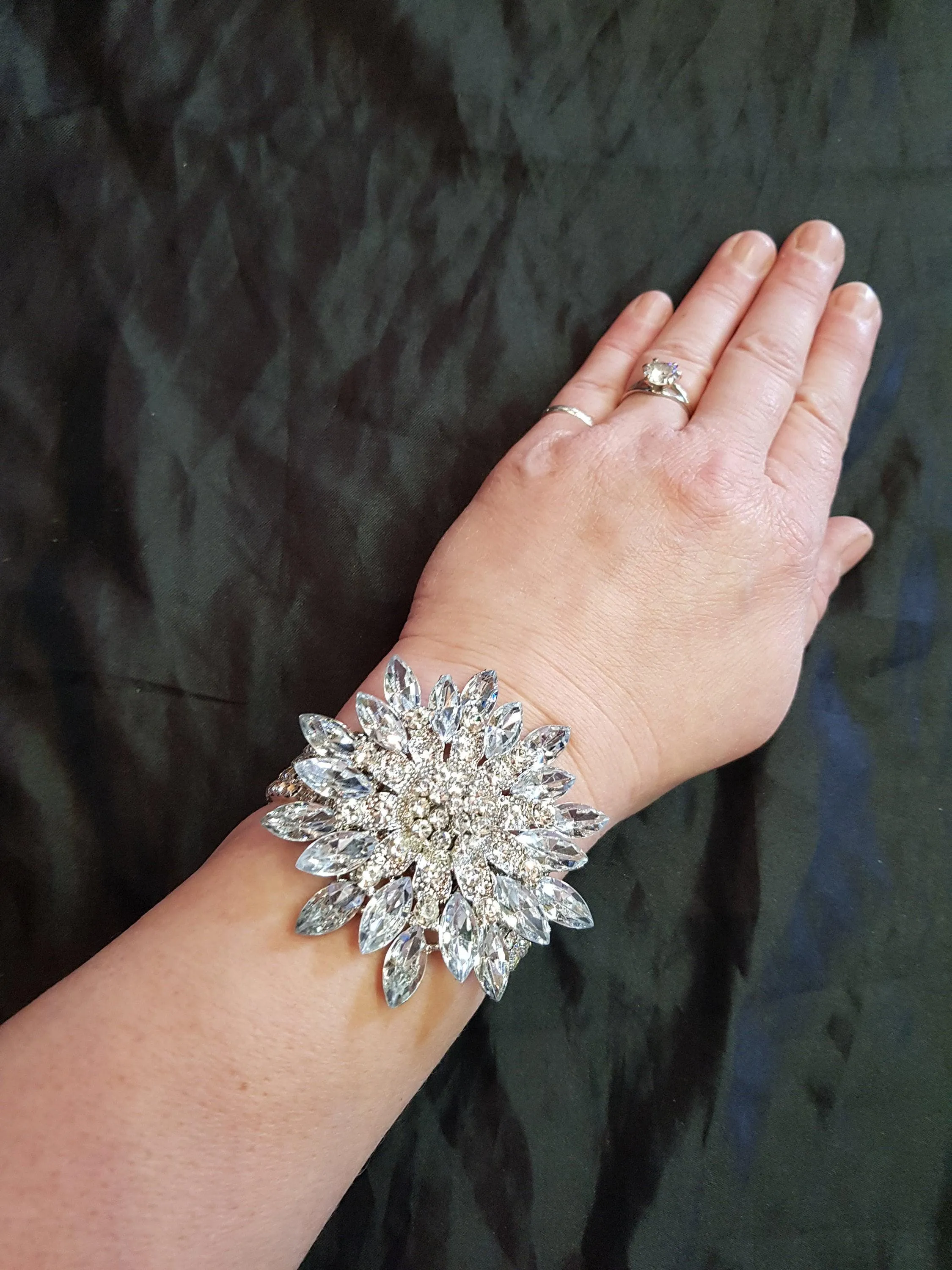 Wrist corsage ,Crystal rhinestone Wedding Cuff, bridesmaid Bracelet by Crystal wedding uk