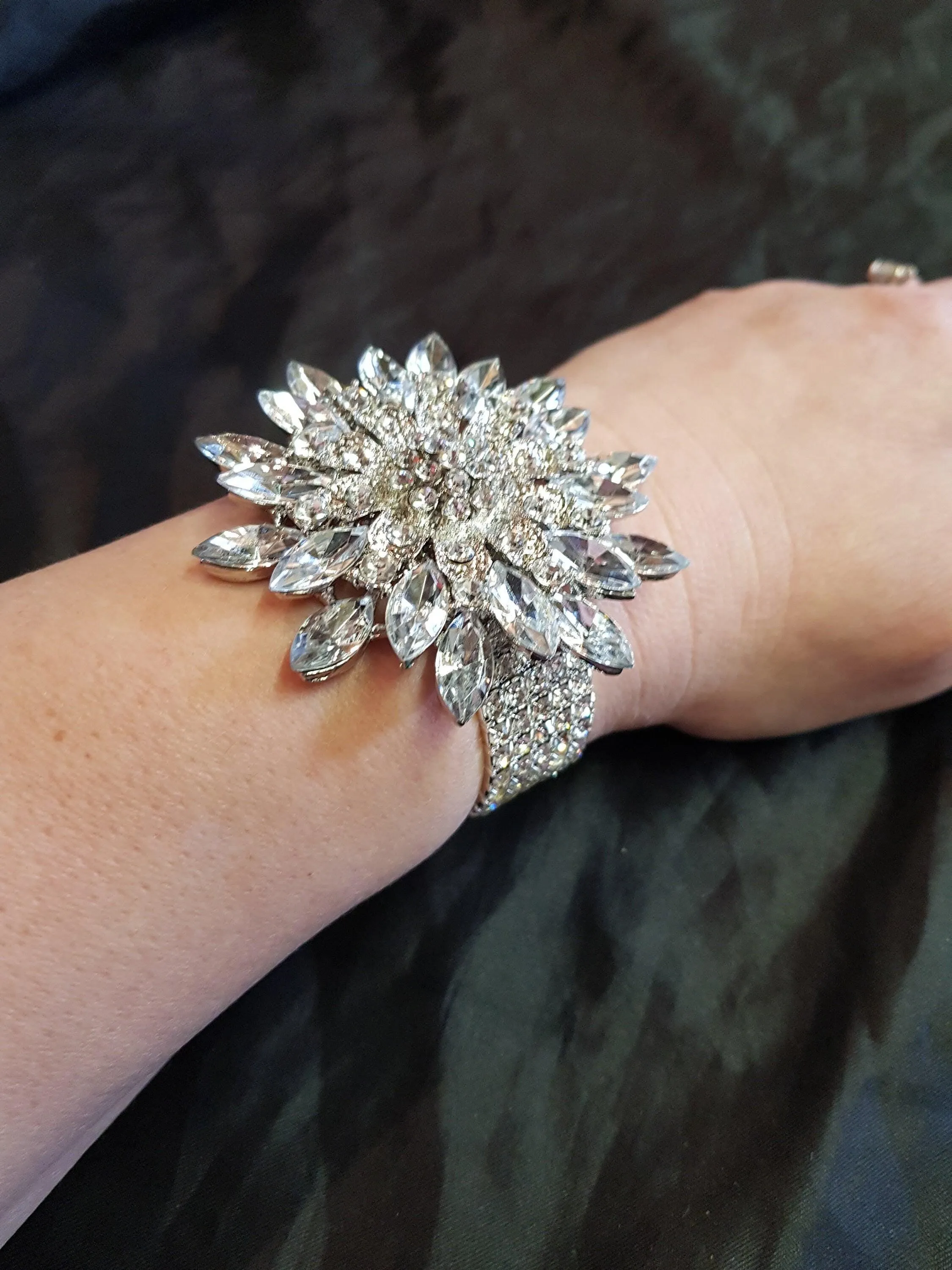 Wrist corsage ,Crystal rhinestone Wedding Cuff, bridesmaid Bracelet by Crystal wedding uk