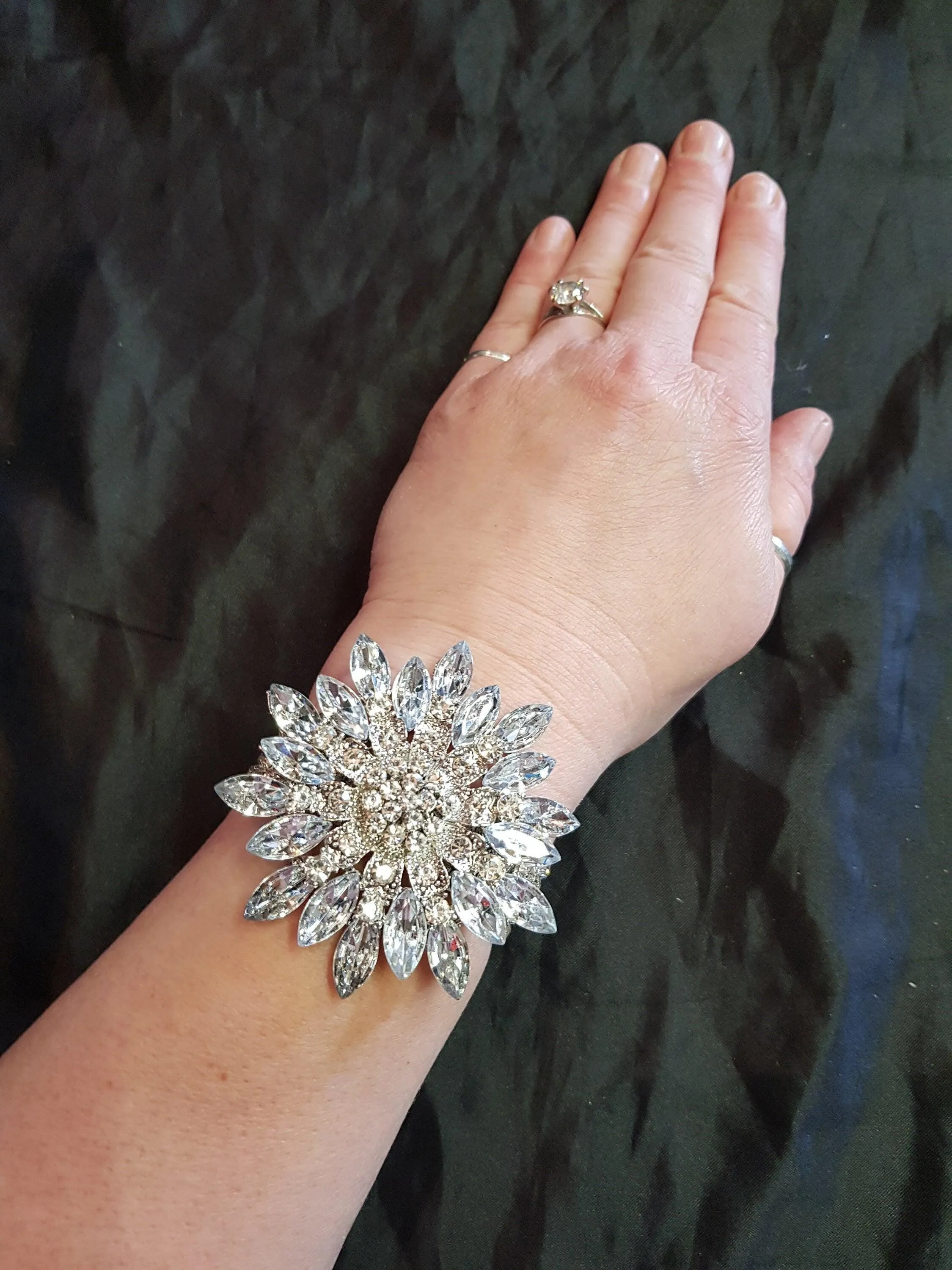 Wrist corsage ,Crystal rhinestone Wedding Cuff, bridesmaid Bracelet by Crystal wedding uk