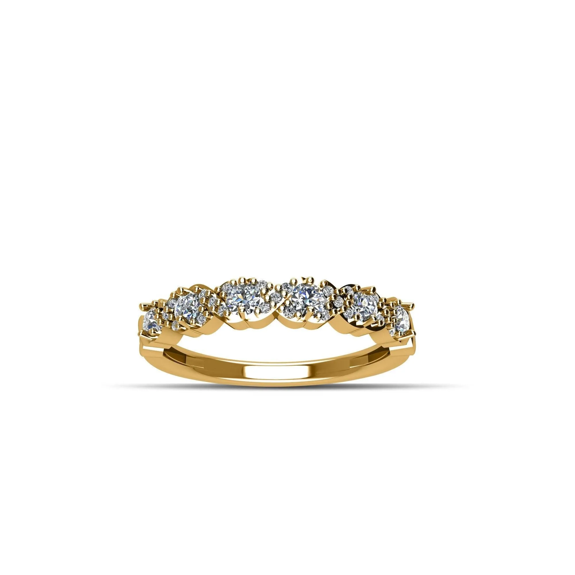 Yellow Gold Plated Cubic Zirconia Fashion Band Ring in Sterling Silver