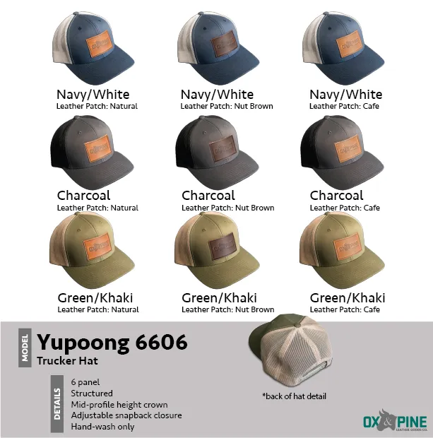 Your Logo on a Leather Patch Trucker Style Hat