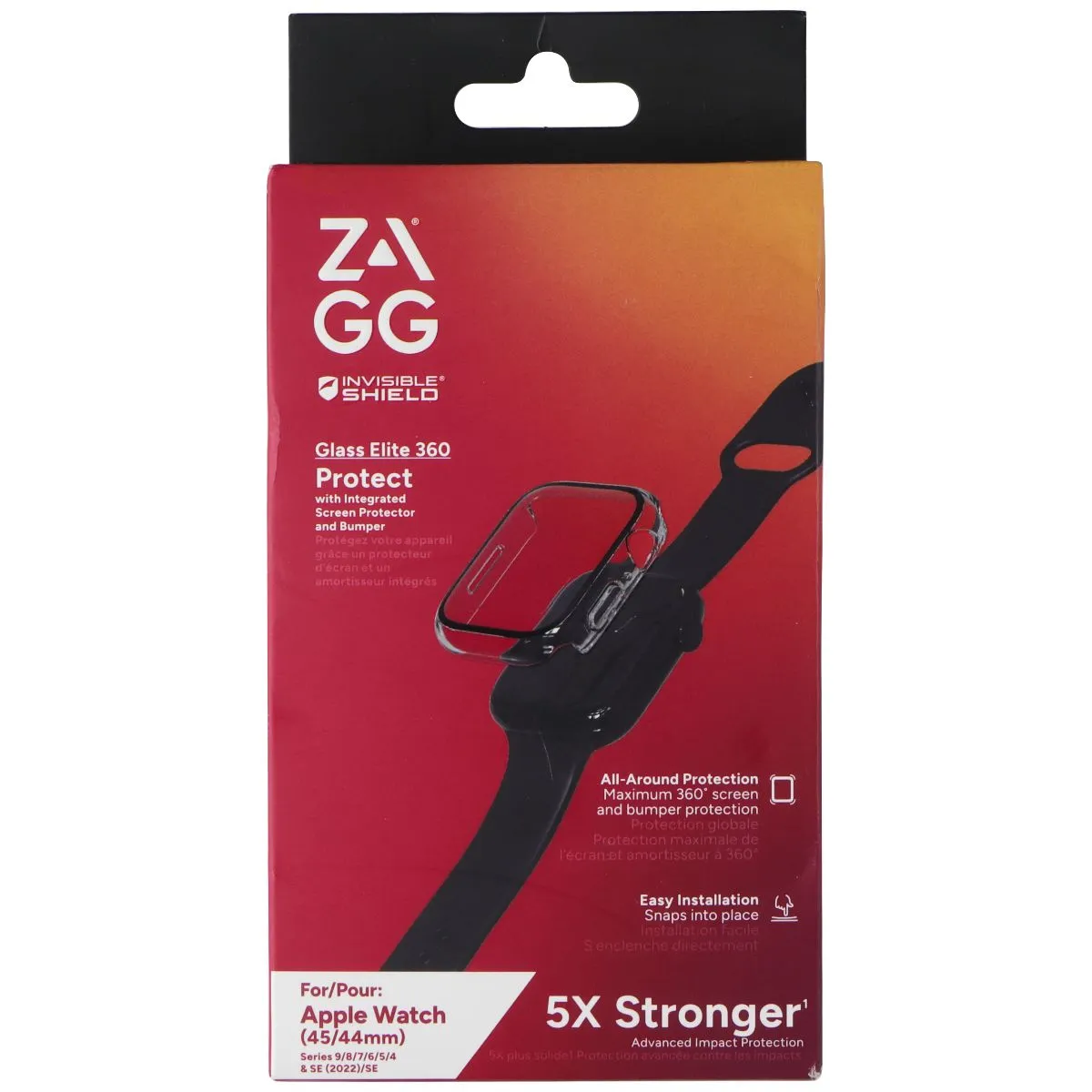 ZAGG Glass Elite 360 Bumper & Screen Protector for Apple Watch 45/44mm